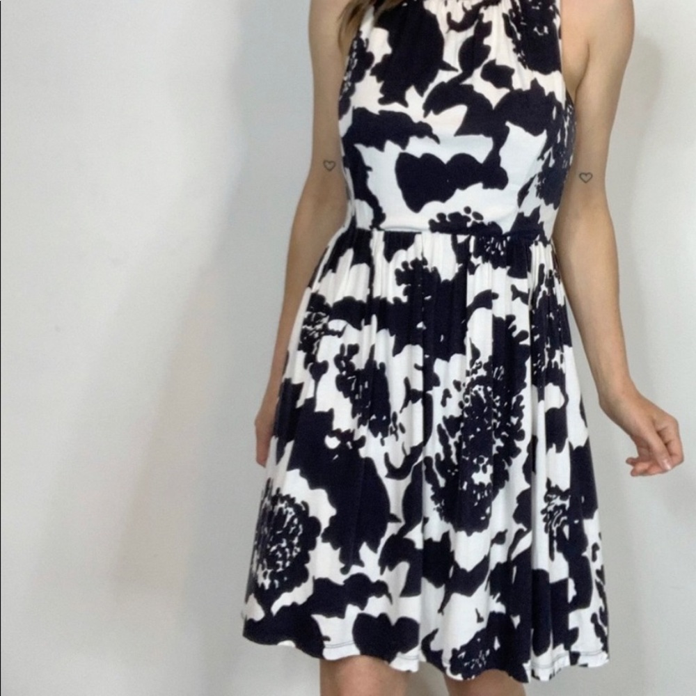 LOFT floral sundress navy white fully lined xs